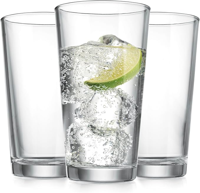 Drinking Glasses Set 17 OZ. Oversized Pint Beer Glasses, Highball Glass Cups, Juice, Cocktails, Wine, Iced Tea, Bar Glass. Dishwasher Safe. (Set of 10)