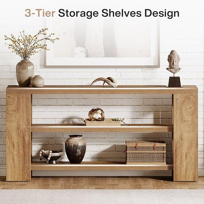 Tribesigns 70.9-Inch Extra Long Console Table with Storage, Narrow Wooden Sofa Table Behind The Couch, Farmhouse 3-Tier Entry Foyer Table for Entryway, Living Room, Hallway