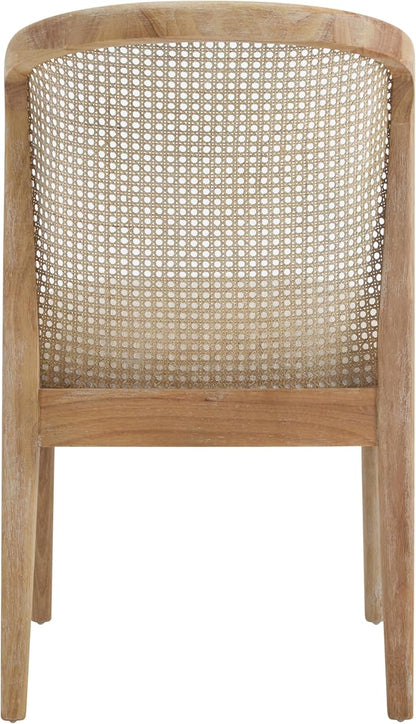 Christopher Knight Home Lilia Dining Chairs Set of 2, Modern Dining Chair with Fabric Upholstery, Rubberwood Frame Kitchen Chairs with Cane Webbing, Extra Seat for Dining Room, Beige + Natural