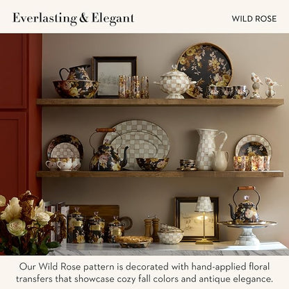 MACKENZIE-CHILDS Enamel Utensil Holder, Stylish Kitchen Countertop, Wild Rose Brown