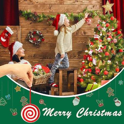 JUNEBRUSHS 300Pcs Christmas Ornament Hangers, Hand Tied String Ties Ornament Loops Thin Red Ribbon for Ornaments Christmas Tree Hanging Decorations (Red)