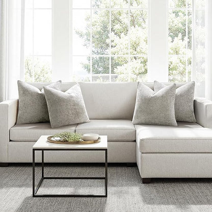 MIULEE Pack of 4 Throw Pillow Covers 20x20 Inch Light Gray Soft Decorative Chenille Pillow Covers Farmhouse Accent Cushion Covers for Boho Home Decor Bedroom Living Room