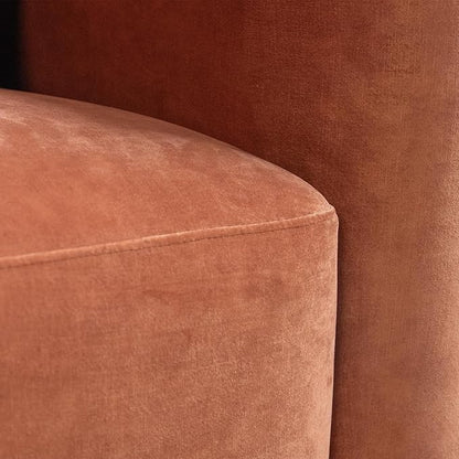 Acanva Luxury Modern Tight Curved Back Velvet Sofa, Minimalist Style Comfy Couch for Living Room Apartment, 3 Seater, Tangerine