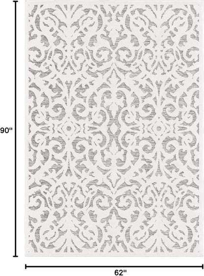My Texas House Lady Bird Area Rug 5.2x7.6 Indoor Outdoor, Natural Grey