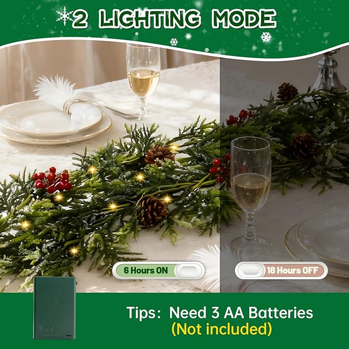 Bluesea 6FT Christmas Norfolk Pine Garland, Realistic Christmas Greenery Garland for Fireplace,Table, Stairs, Mantle, Window,Indoor Outdoor,Home,Holiday Decor（1 Pcs）