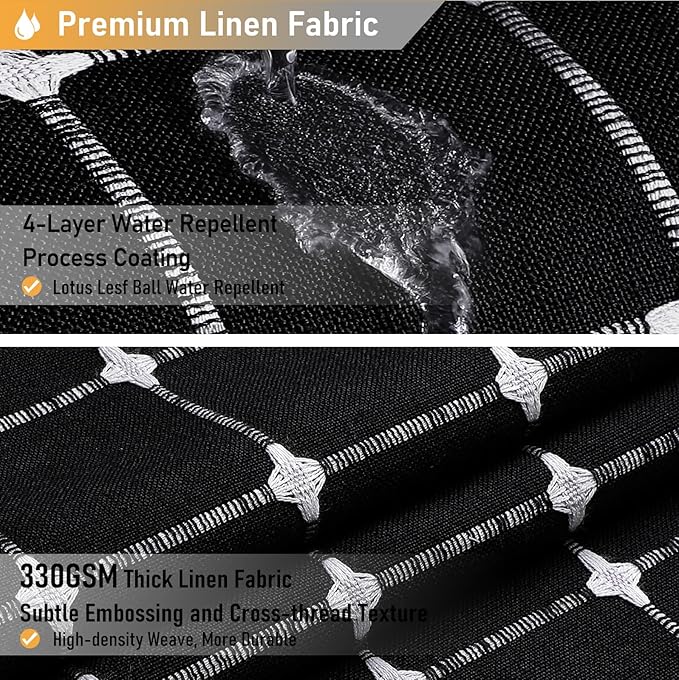 BTTN Stall Fabric Shower Curtain - 54x78 Inch Boho Linen Heavy Duty Tassel Shower Curtain Set with 10 Hooks, Narrow Rustic Modern Farmhouse Neutral Cloth Shower Curtains for Bathroom - Black and White