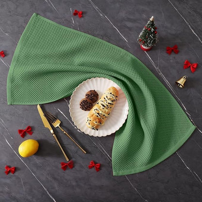 Homaxy 100% Cotton Kitchen Towels and Dishcloths Set, 12 x 12 Inches and 13 x 28 Inches, Set of 8 Bulk Kitchen Towels Set, Ultra Soft Absorbent Dish Cloths for Washing Dishes, Grass Green