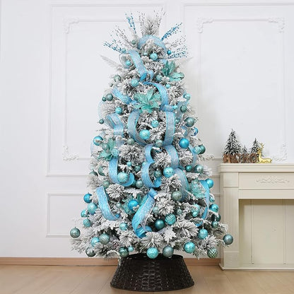 Christmas Ball Ornaments Baby Blue Christmas Tree Decorations with Hang Rope-36pcs Shatterproof Christmas Ornaments Set with 6 Styles in 3 Sizes(Small Medium Large)