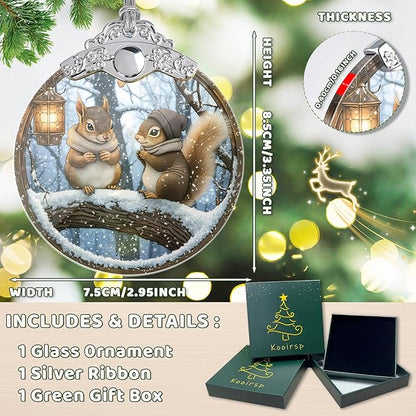 Squirrel Christmas Ornament, Stained Glass Ornaments and Christmas Tree Decorations, Holiday and Xmas Presents