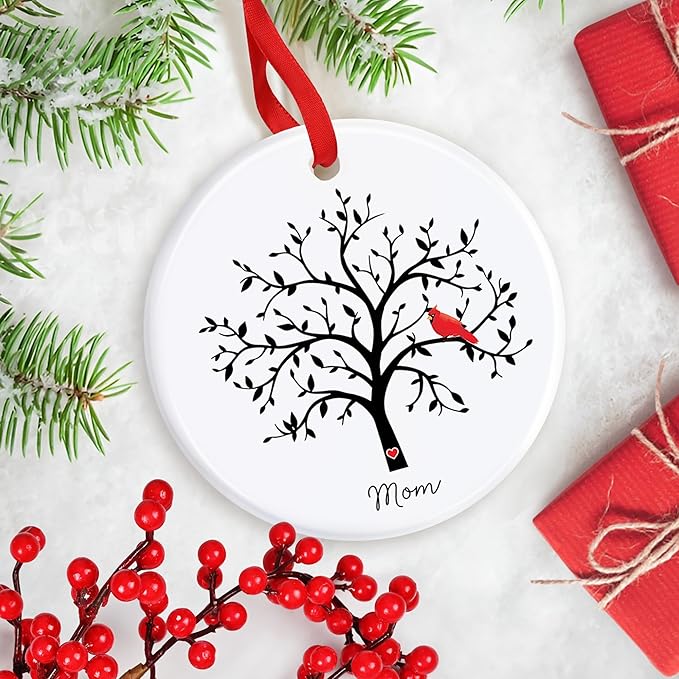 in Loving Memory Ornament - Cardinal Memorial Christmas Ornament - Remembrance Tree of Life Ornament - Sympathy Gifts for Loss of Mom - in Memory of Mom