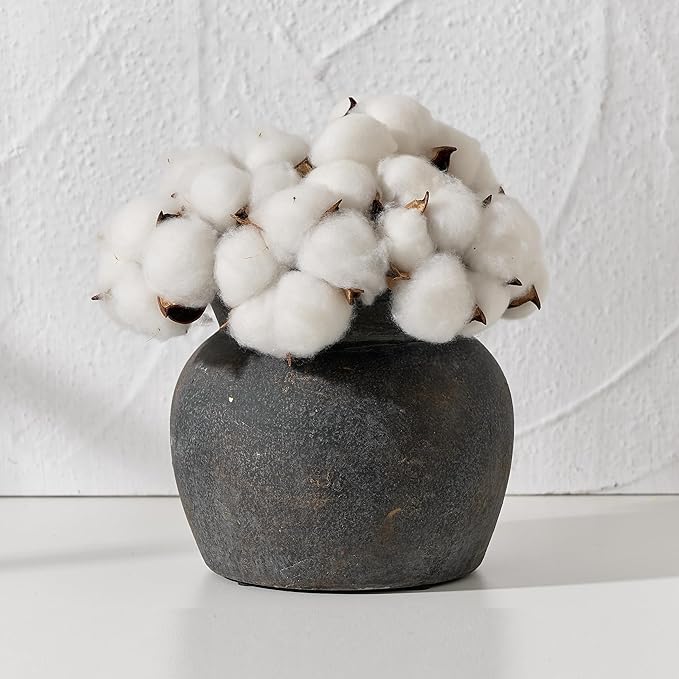 SIDUCAL Ceramic Flower Vase with Wide Mouth Lace, 5.1 Inch Pottery Rustic Farmhouse Boho Vases, Small Terracotta Vase for Home Decor, Table, Living Room, Bathroom, Shelf, Wedding, Bronze