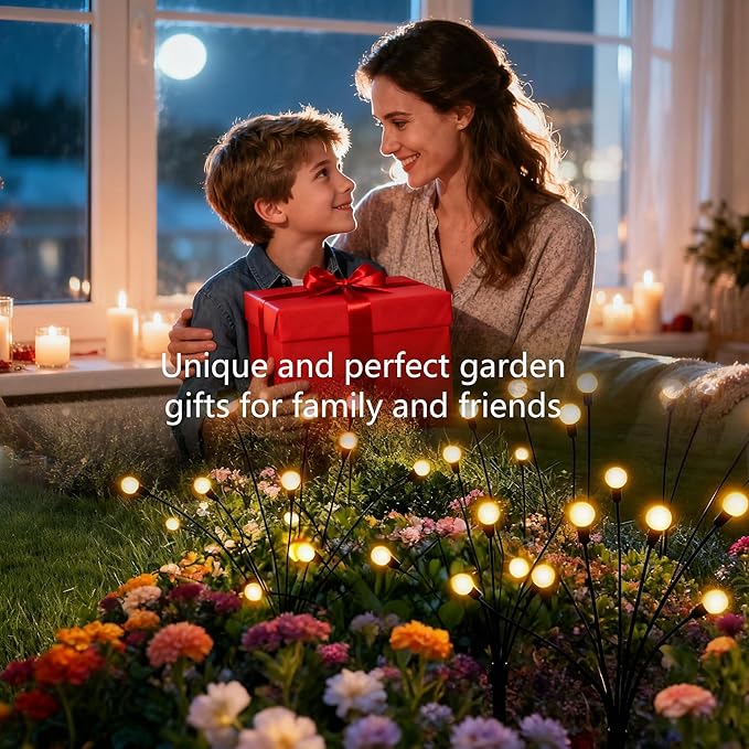 Solar Lights Outdoor Waterproof,6 Pack 48LED Solar Swaying Lights,Firefly Lights for Yard Patio Pathway Decoration,Unique Gardening Gifts for Women Holiday