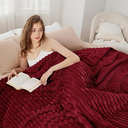 Bedsure GentleSoft Deep Red Fleece Blanket for - Cozy Soft Blankets for Women, Cute Small Throws for Girls, 108x90 Inches