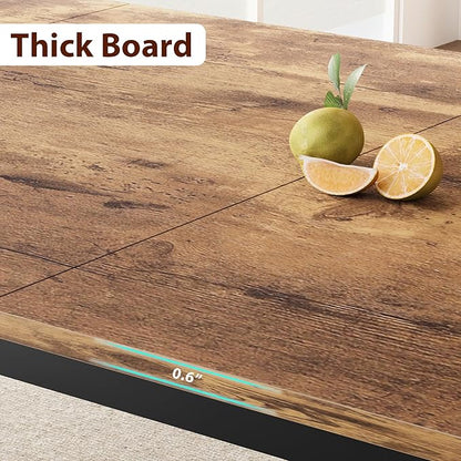 IDEALHOUSE 78.7" Long Rectangle Dining Table for 6-8 People, Industrial Wood Dinner Table (Only Table) (Retro)