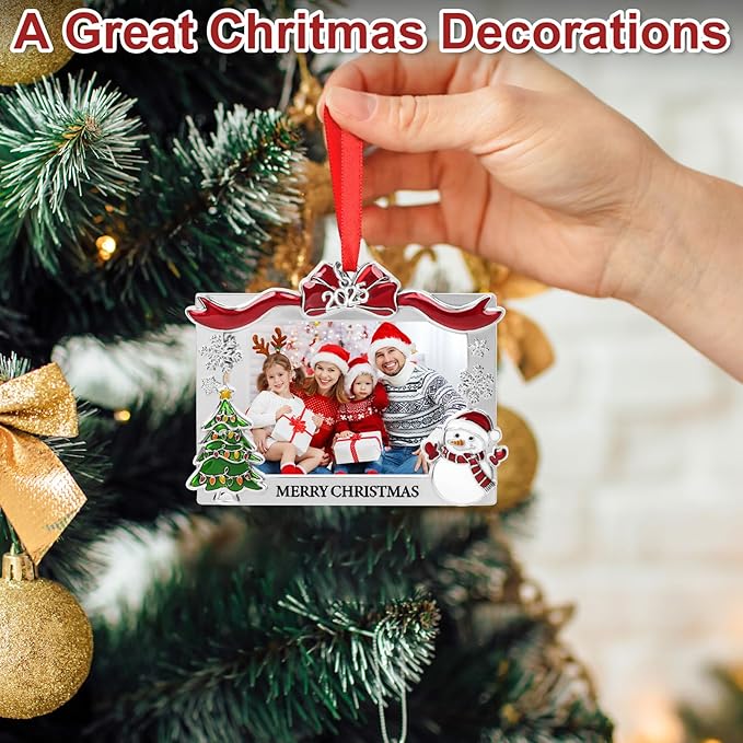 COCHIE 2025 Merry Christmas Photo Frame Ornament for Tree Stocking Hanging Decorations, Personalized Xmas Gifts, Picture Frame Christmas Keepsake (Xmas)