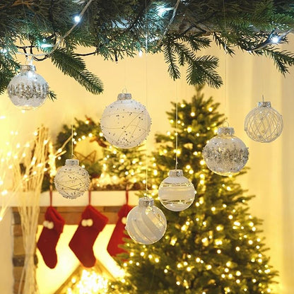 XmasExp Christmas Ball Ornaments Set, Shatterproof Christmastree Decorations,12ct Large Plastic Hanging Ornaments 70mm/2.76",Snow White