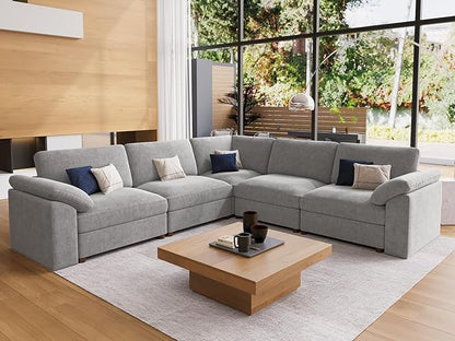 EASE MOOSE Oversized Modular Sectional Sofa, Extra Large L Shape Sectional Couch,Comfty Wide Deep seat Modular Sofa for Living Room, Removable Cover,Light Gray