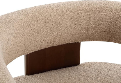 Christopher Knight Home Nettie Modern Accent Chair for Living Room, Boucle Fabric Single Lounge Sofa Chair with Wooden Frame, Comfy Reading Chair for Bedroom, Lounge Armchair with Cushion, Dark Beige