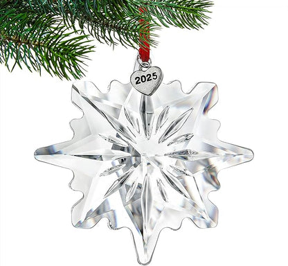 2025 Clear Crystal Snowflake Ornaments for Christmas Tree 3.15" Glass Crystal Star Ornament for Tree