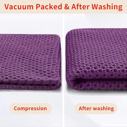 Homaxy 100% Cotton Kitchen Towels and Dishcloths Set, 12 x 12 Inches and 13 x 28 Inches, Set of 12 Bulk Kitchen Towels Set, Ultra Soft Absorbent Dish Cloths for Washing Dishes, Purple