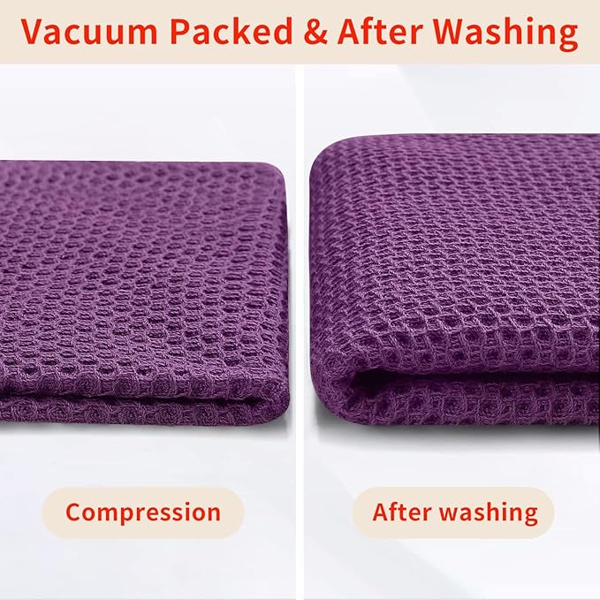 Homaxy 100% Cotton Kitchen Towels and Dishcloths Set, 12 x 12 Inches and 13 x 28 Inches, Set of 8 Bulk Kitchen Towels Set, Ultra Soft Absorbent Dish Cloths for Washing Dishes, Purple