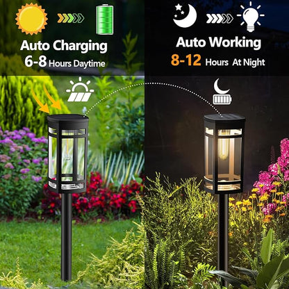 EXCMARK 16 Pack Solar Lights Outdoor Waterproof for Garden Pathway Walkway Driveway Yard Lawn Decorative Landscape Lighting. (Warm White Light, 16)