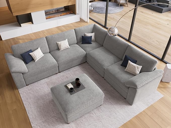 EASE MOOSE Modular Sectional Couch,Chenille Large L Shape Sectional Sofa Modern Luxury Deep seat Modular Sofa Removable and Washable
