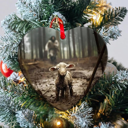 2025 Christian Christmas Ornament - Jesus and Lamb Design, Baptism Gift for Boys & Girls, Religious Holiday Tree Decoration, Birthday Gift for Women, Durable Hanging Ornament for Festive Spirit C-317