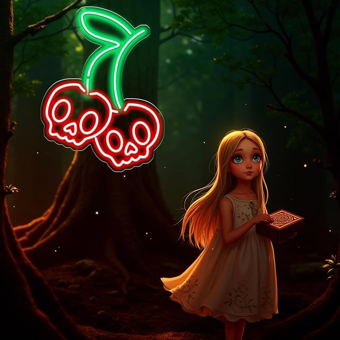 Cherry Skull Neon Sign - LED Gothic Decor