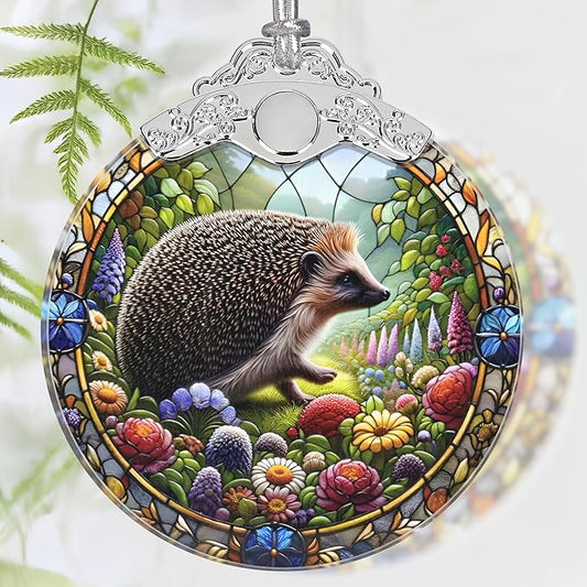 Christmas Ornament, 2025 Ornaments for Christmas Tree, Stained Glass Hanging Ornament, Holiday Ornaments, Unique Gift Idea - Hedgehog