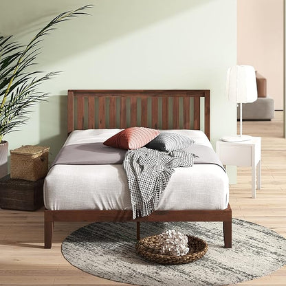 ZINUS Vivek Wood Platform Bed Frame with Headboard, Solid Wood Foundation with Wood Slat Support, No Box Spring Needed, Easy Assembly, King