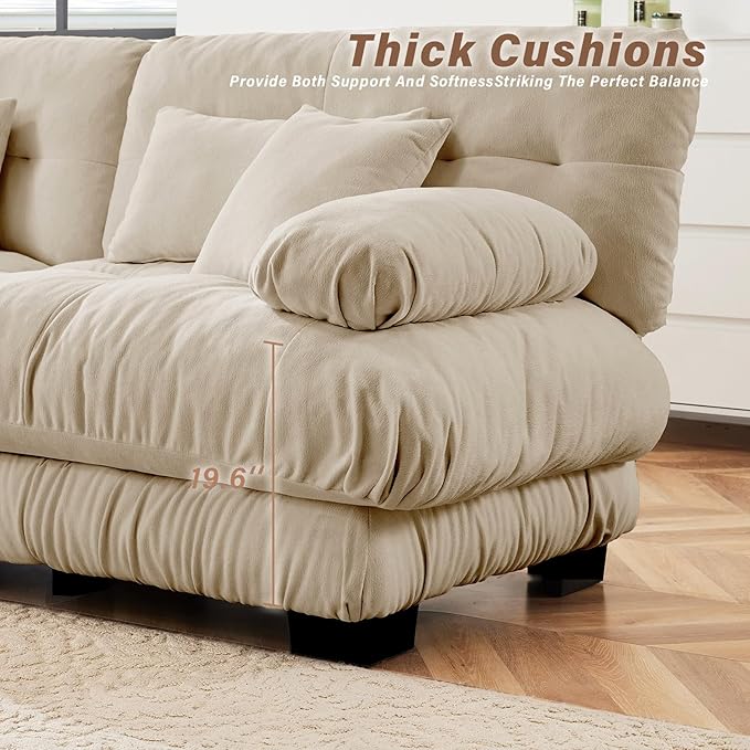 SoarFlash Sectional Sofas Couches for Living Room, L Shaped Couch Sofa Set, Small Couches for Small Spaces, Apartment with Movable Ottoman, Camel