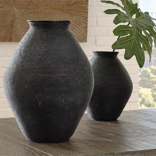 Signature Design by Ashley Hannela 17" Modern Distressed Polyresin Vase, Antique Brown
