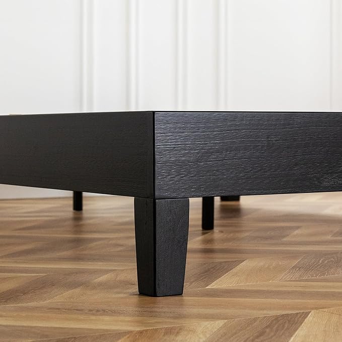 Mellow Naturalista Grand 12 Inch Solid Wood Platform Bed with Wooden Slats, Easy Assembly, Twin, Black