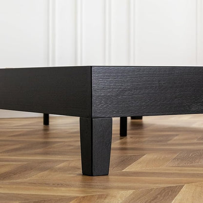 Mellow Naturalista Grand 12 Inch Solid Wood Platform Bed with Wooden Slats, Easy Assembly, Full, Black