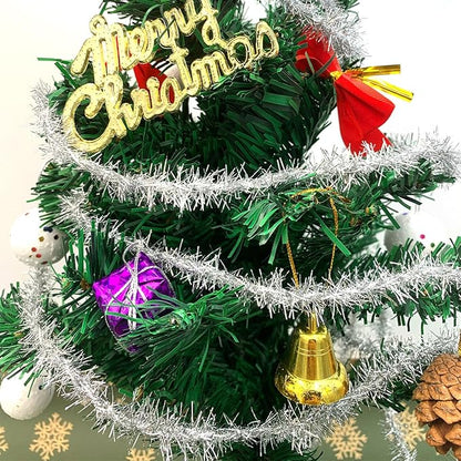 50 Yards Silver Metallic Tinsel Christmas Garland Tinsel Bibbon for Christmas Tree,Wedding Birthday Party Decorations Supplies (Silver)