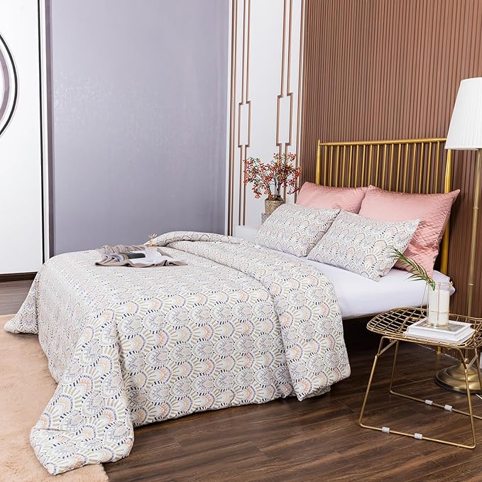 CLOTHKNOW Aztec Queen Comforter Set 3Pcs Boho Bedding Comforter Sets Geometric Bed Comforter with 2 x Pillowcases