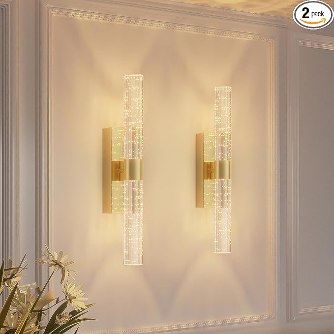 camuucci Battery Operated Gold Wall Sconces Set of 2 Rechargeable Battery Powered Wall Light with 12000mAh Not Hardwired Dimmable Wall Lamp Fixtures for Bedroom Living Room 20.9 Inches