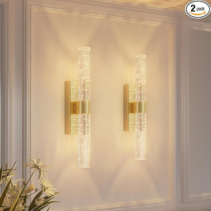 camuucci Battery Operated Gold Wall Sconces Set of 2 Rechargeable Battery Powered Wall Light with 12000mAh Not Hardwired Dimmable Wall Lamp Fixtures for Bedroom Living Room 20.9 Inches
