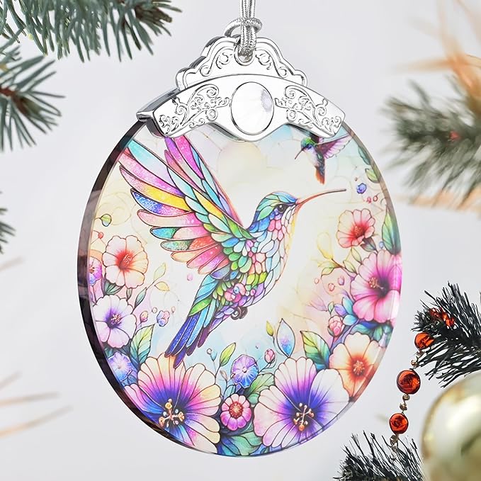 Hummingbird Stained Glass Ornament, Christmas Ornaments, Xmas Decor, Ornaments for Christmas Tree, Holiday Presents, Gift Exchange Ideas