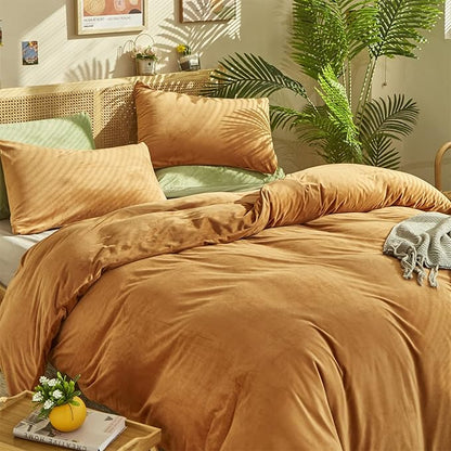 Pureant Pumpkin Comforter Set King Burnt Orange Velvet Bedding Comforters Women Girls Solid Terracotta Aesthetic Flannel Quilts Soft Warm Light Caramel Plush Blanket Sherpa Luxury Shaggy Cinnamon Bed