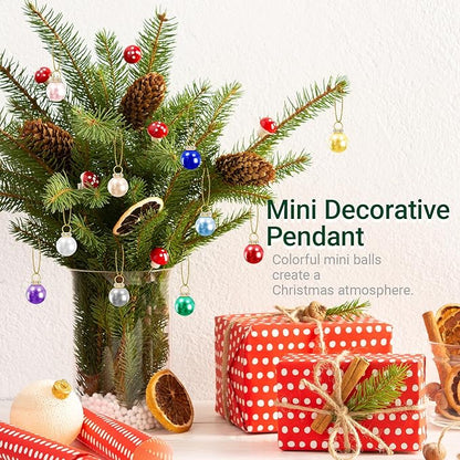 120Pcs Christmas Mini Ball Ornaments,0.6" Glitter Multicolor Christmas Ball,Xmas Tree Hanging Decorations Pendants for Party,Decor,Outdoor,Indoor,DIY,Craft,Holiday Supply,Gift Fillers