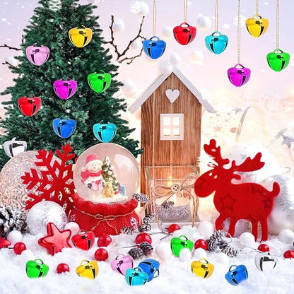 Augshy 120 PCS Jingle Bells for Crafts,3/5 Inch Small Bells for Crafting DIY Christmas Decor Multi-Color Metal Bells for Holiday Tree Decorations Party Jewelry Pet Accessories