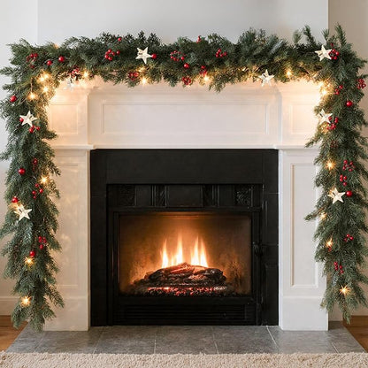 Bluesea 6FT Artificial Norfolk Pine Garland - Faux Christmas Garland, Fake Greenery Garland for Table, Mantle, Wall, Indoor, Outdoor Christmas Decorations (1 Pcs)