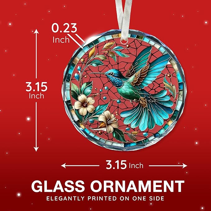 Hummingbird Ornaments for Christmas Tree - Stained Glass Hummingbird Gifts for Women, Unique Crystal Glass Ornaments