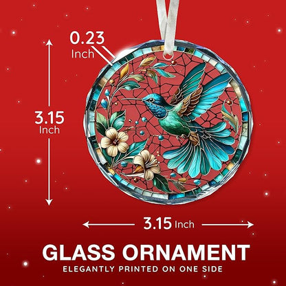 Hummingbird Ornaments for Christmas Tree - Stained Glass Hummingbird Gifts for Women, Unique Crystal Glass Ornaments