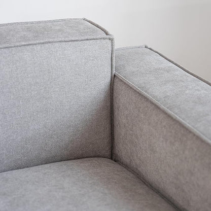 Acanva Luxury Modular Sectional Couch with Moveable Ottoman and Chaise, Modern Minimalist Style Sofa for Living Room, Apartments, U-Shape, Chenille Grey