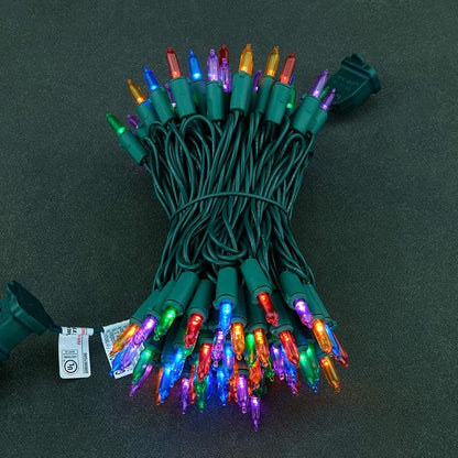 YULETIME Multicolor LED Christmas Lights with Green Wire, 33 ft 100 Count UL Certified Commercial Grade Holiday String Light Set (Multicolor - Green Wire)