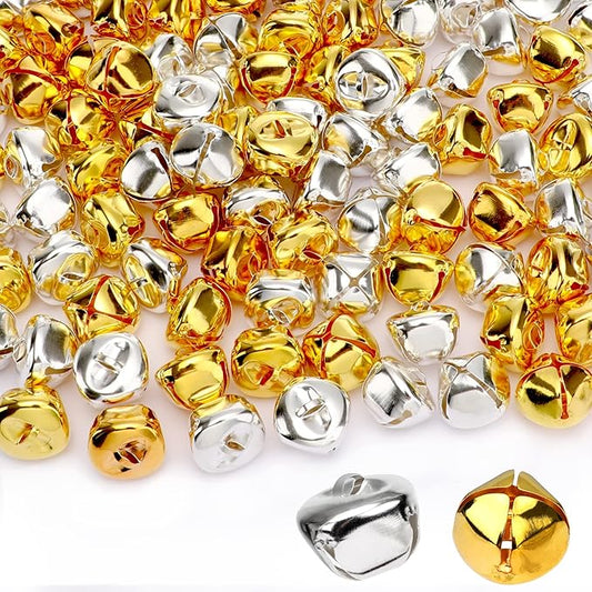 Augshy Jingle Bells for Crafts, 120 Pcs 1 Inch Christmas Jingle Bells, Bulk Sound Craft Bells for Christmas Home Festival Decorations DIY Project