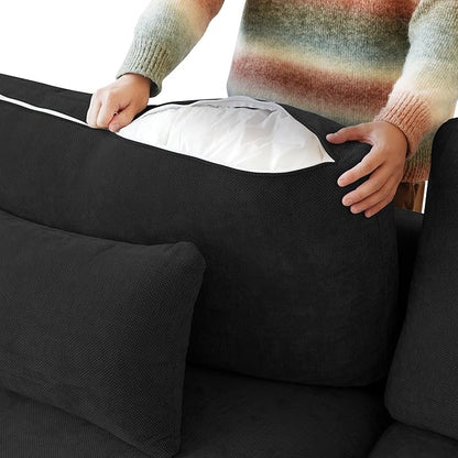 Cloud Couch Modular Sectional Sofa,119.2" 3Seater Wide Couch,Down Filled Convertible Living Room Set, Covers Washable&Replaceable,Black